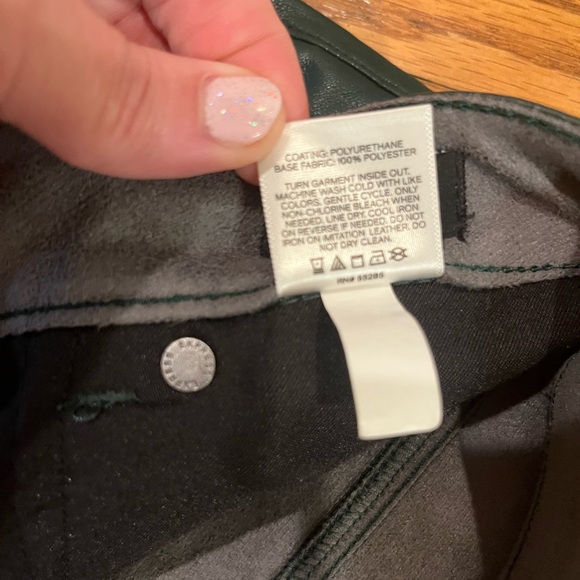 Express Faux Leather Green Pants slim high rise high waisted - Picture 9 of 9